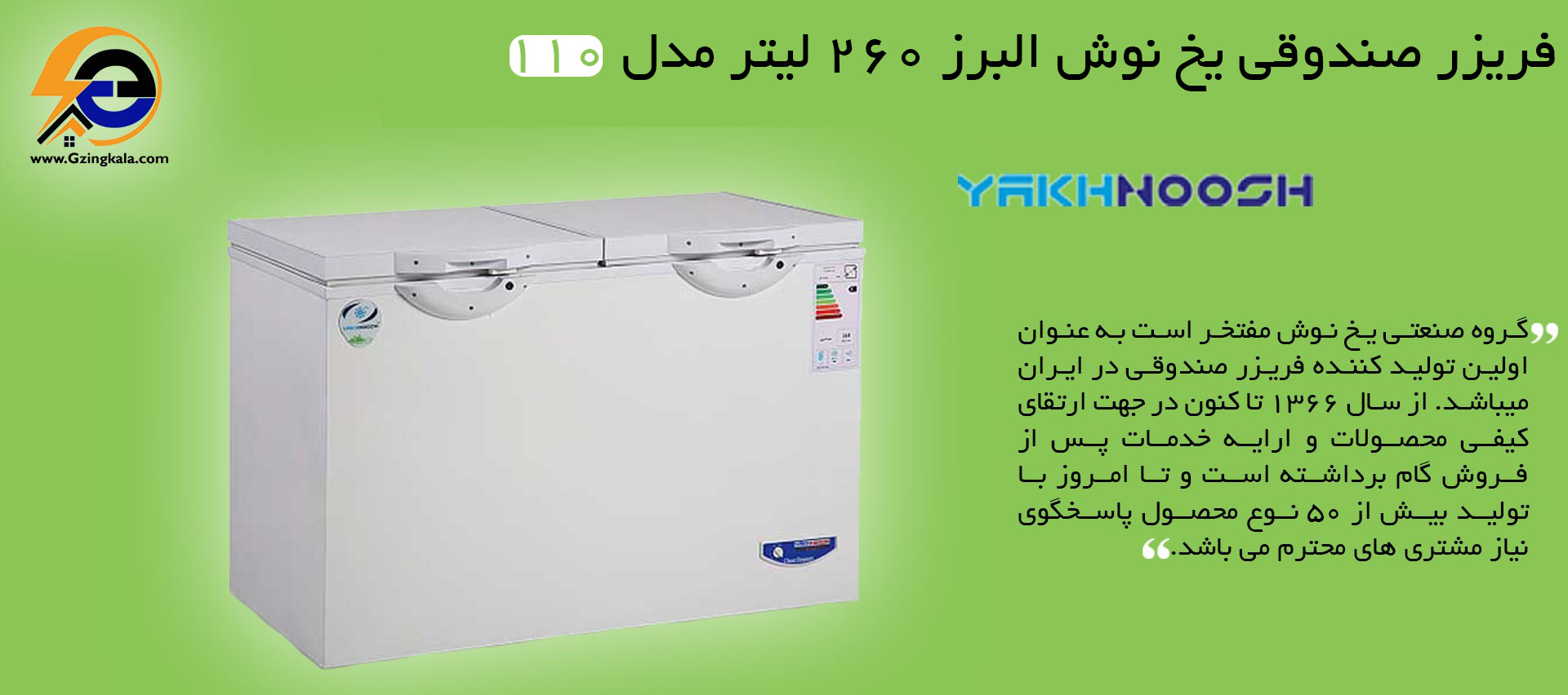 فریزر صندوقی یخ نوش البرز 260 لیتر مدل 110