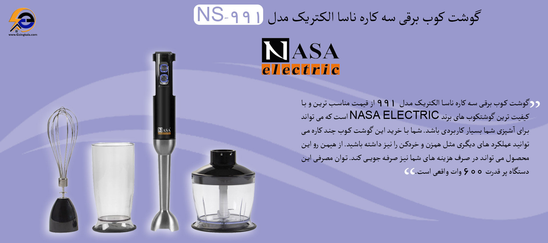 گوشت کوب برقی سه کاره ناسا الکتریک مدل NS-991