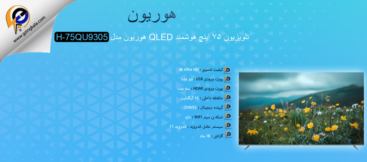 تلویزیون ۷۵ اینچ هوشمند QLED هوریون مدل H-75QU9305