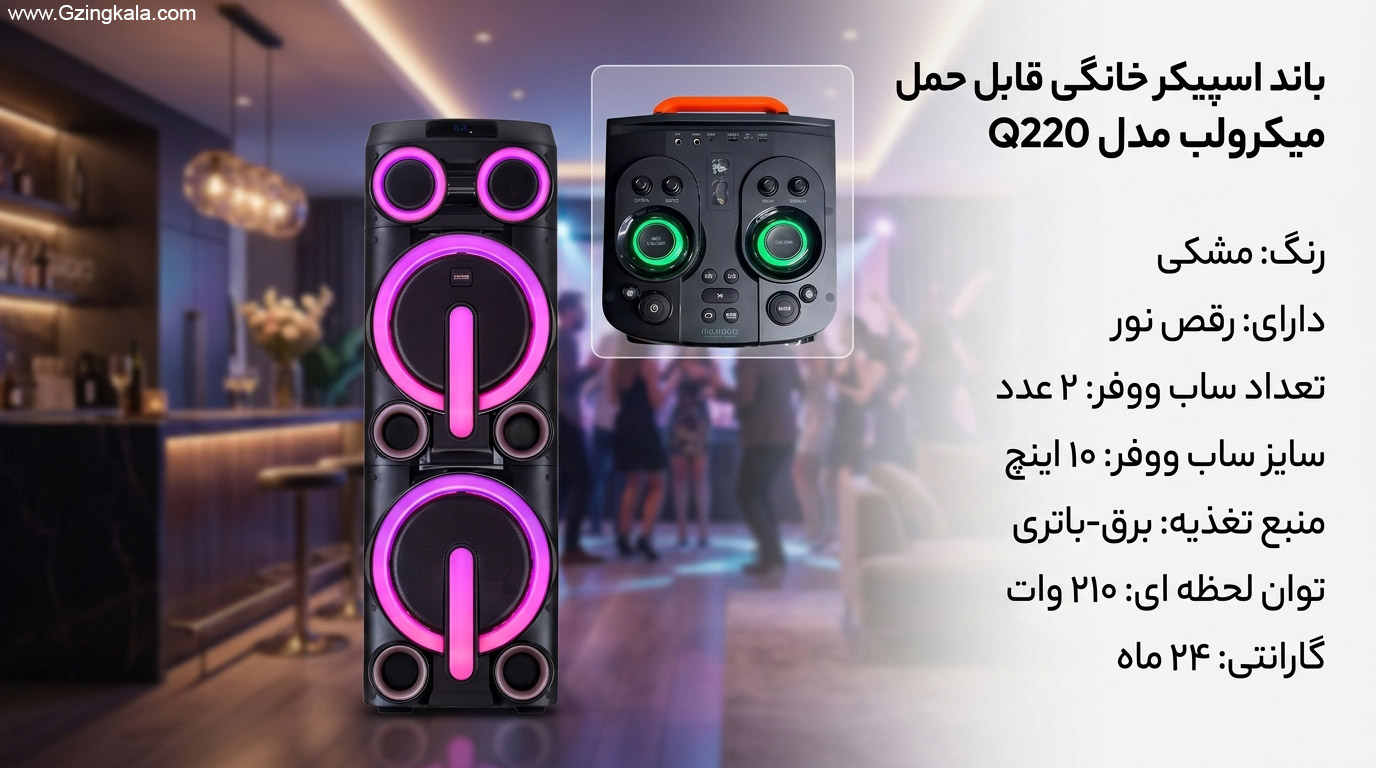 باند اسپیکر خانگی قابل حمل میکرولب مدل q220